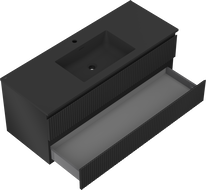 Mexen Rivel bathroom cabinet 120 cm with Otis washbasin, 2 drawers, grooved, black matte - 91A20-12047-2-BFF71-W18M71