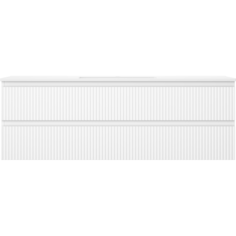 Mexen Rivel 140 cm Bathroom Cabinet with Otis Sink, 2 Drawers, Fluted, White Matte - 91A20-14047-2-BFF01-W18M01