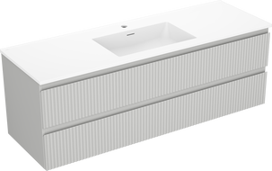 Mexen Rivel bathroom cabinet 140 cm with sink Otis, 2 drawers, grooved, gray matte/white matte - 91A20-14047-2-BFF62-W18M0