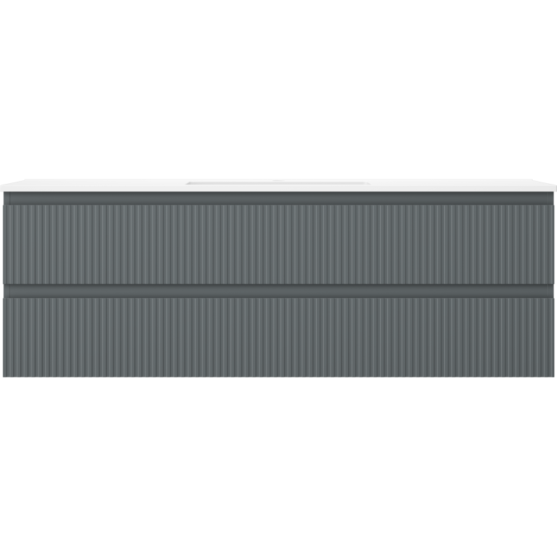 Mexen Rivel bathroom cabinet 140 cm with sink Otis, 2 drawers, fluted, graphite matte/white matte - 91A20-14047-2-BFF66-W18M