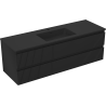 Mexen Rivel bathroom cabinet 140 cm with Otis sink, 2 drawers, grooved, black matte - 91A20-14047-2-BFF71-W18M71