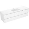 Mexen Rivel bathroom cabinet 160 cm with Otis sink, 2 drawers, ribbed, white mat - 91A20-16047-2-BFF01-W18M01