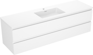 Mexen Rivel bathroom cabinet 160 cm with Otis washbasin, 2 drawers, fluted, white matte - 91A20-16047-2-BFF01-W18M01