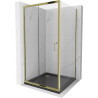Mexen Apia sliding shower cabin 100 x 100 cm, transparent, gold + Flat tray, black - 840-100-100-50-00-4070G