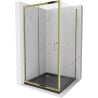 Mexen Apia sliding shower enclosure 100 x 100 cm, transparent, gold + Flat tray, black - 840-100-100-50-00-4070G