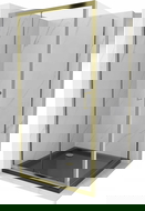 Mexen Apia sliding shower enclosure 100 x 100 cm, transparent, gold + Flat tray, black - 840-100-100-50-00-4070G