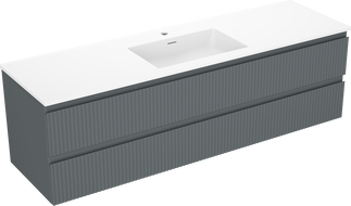 Mexen Rivel bathroom cabinet 160 cm with sink Otis, 2 drawers, fluted, graphite matte/white matte - 91A20-16047-2-BFF66-W18M