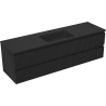 Mexen Rivel bathroom cabinet 160 cm with Otis sink, 2 drawers, fluted, matte black - 91A20-16047-2-BFF71-W18M71