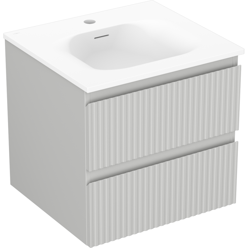 Mexen Rivel bathroom cabinet 50 cm with Vela sink, 2 drawers, grooved, gray matte/white matte - 91A20-05047-2-BFF62-W23M01