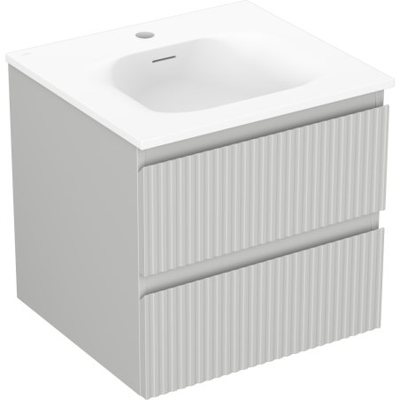 Mexen Rivel 50 cm bathroom cabinet with Vela sink, 2 drawers, grooved, gray matte/white matte - 91A20-05047-2-BFF62-W23M01