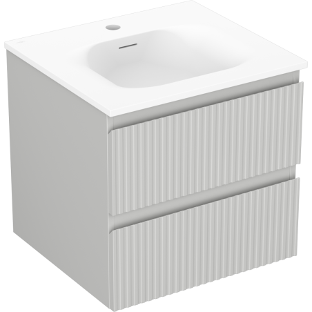 Mexen Rivel bathroom cabinet 50 cm with Vela sink, 2 drawers, grooved, gray matte/white matte - 91A20-05047-2-BFF62-W23M01