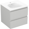 Mexen Rivel 50 cm bathroom cabinet with Vela sink, 2 drawers, grooved, gray matte/white matte - 91A20-05047-2-BFF62-W23M01