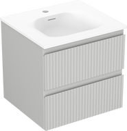 Mexen Rivel bathroom cabinet 50 cm with Vela sink, 2 drawers, grooved, gray matte/white matte - 91A20-05047-2-BFF62-W23M01