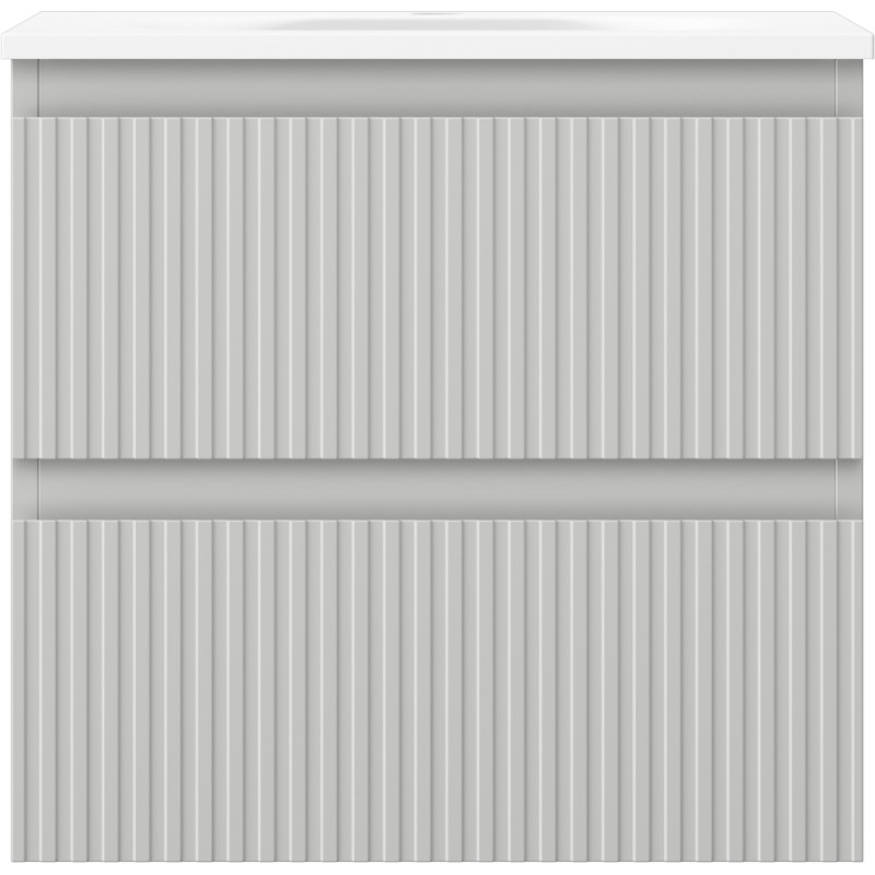 Mexen Rivel 50 cm bathroom cabinet with Vela sink, 2 drawers, grooved, gray matte/white matte - 91A20-05047-2-BFF62-W23M01