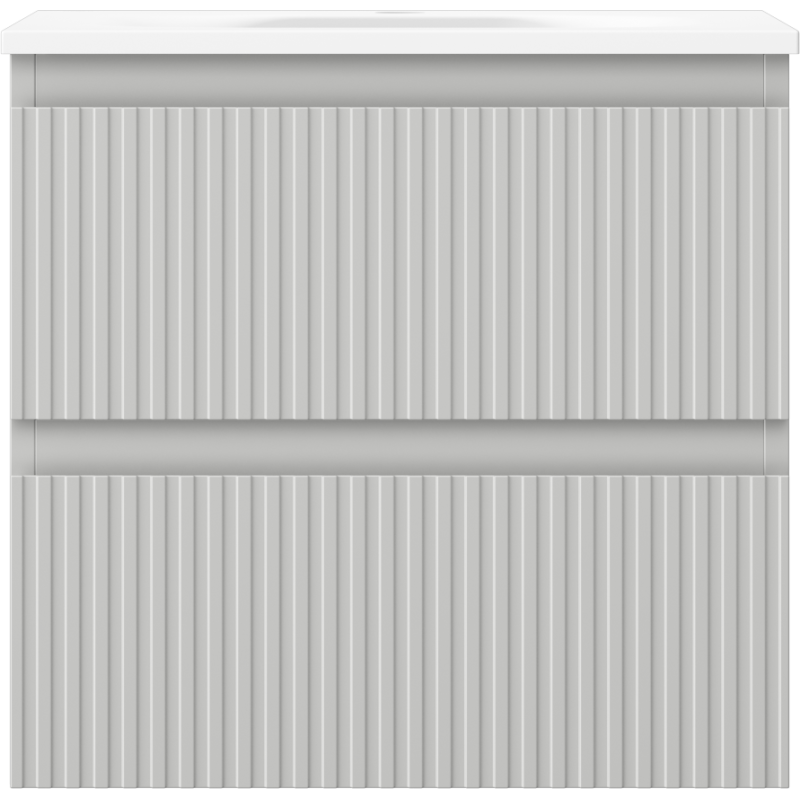 Mexen Rivel bathroom cabinet 50 cm with Vela sink, 2 drawers, grooved, grey matt/white matt - 91A20-05047-2-BFF62-W23M01