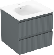 Mexen Rivel 50 cm Bathroom Cabinet with Vela Sink, 2 Drawers, Fluted, Matte Graphite/Matte White - 91A20-05047-2-BFF66-W23M01