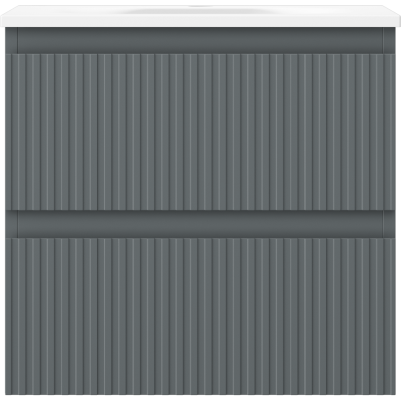 Mexen Rivel bathroom cabinet 50 cm with Vela sink, 2 drawers, fluted, graphite mat/white mat - 91A20-05047-2-BFF66-W23M01