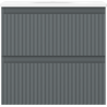 Mexen Rivel 50 cm Bathroom Cabinet with Vela Sink, 2 Drawers, Fluted, Matte Graphite/Matte White - 91A20-05047-2-BFF66-W23M01