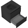 Mexen Rivel bathroom cabinet 50 cm with Vela sink, 2 drawers, ribbed, matte black - 91A20-05047-2-BFF71-W23M71