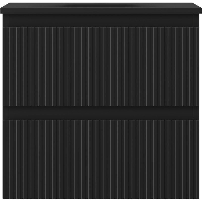 Mexen Rivel bathroom cabinet 50 cm with Vela sink, 2 drawers, ribbed, matte black - 91A20-05047-2-BFF71-W23M71