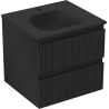 Mexen Rivel bathroom cabinet 50 cm with Vela sink, 2 drawers, ribbed, matte black - 91A20-05047-2-BFF71-W23M71