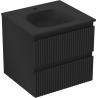 Mexen Rivel bathroom cabinet 50 cm with Vela washbasin, 2 drawers, grooved, black matte - 91A20-05047-2-BFF71-W23M71
