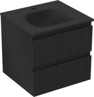 Mexen Rivel 50 cm Bathroom Cabinet with Vela Basin, 2 Drawers, Grooved, Black Matte - 91A20-05047-2-BFF71-W23M71