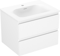Mexen Rivel bathroom cabinet 60 cm with Vela washbasin, 2 drawers, grooved, white matte - 91A20-06047-2-BFF01-W23M01