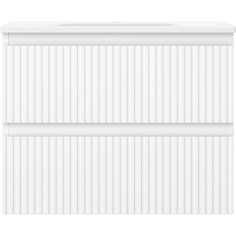 Mexen Rivel bathroom cabinet 60 cm with Vela washbasin, 2 drawers, grooved, white matte - 91A20-06047-2-BFF01-W23M01