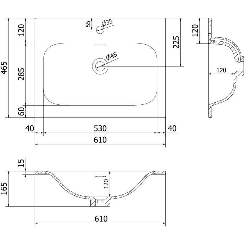 Mexen Rivel bathroom cabinet 60 cm with Vela washbasin, 2 drawers, grooved, white matte - 91A20-06047-2-BFF01-W23M01