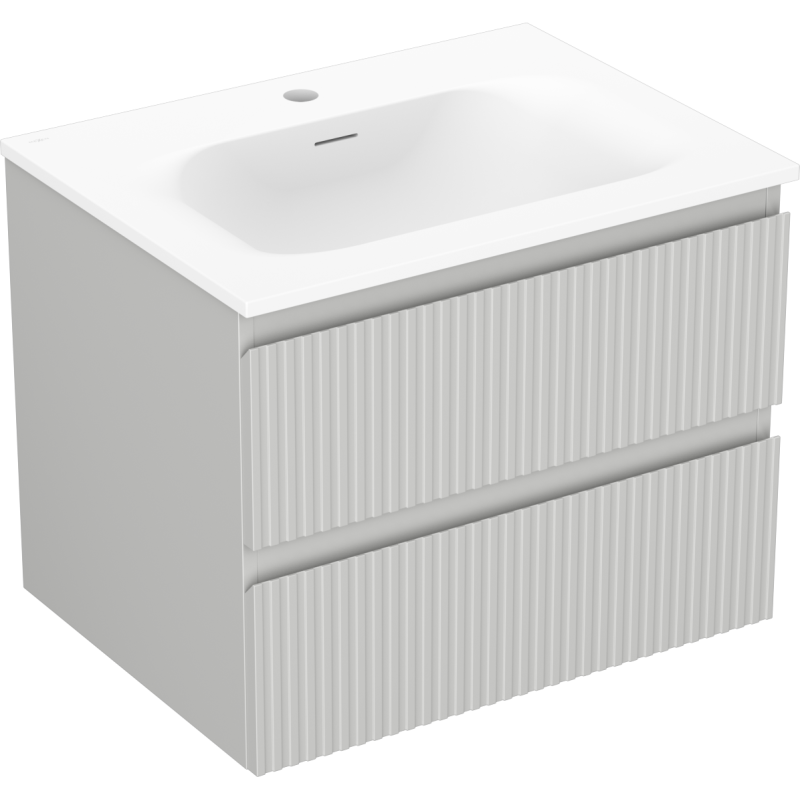 Mexen Rivel bathroom cabinet 60 cm with Vela sink, 2 drawers, grooved, gray matt/white matt - 91A20-06047-2-BFF62-W23M01