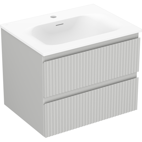 Mexen Rivel 60 cm bathroom cabinet with Vela sink, 2 drawers, fluted, gray matte/white matte - 91A20-06047-2-BFF62-W23M01