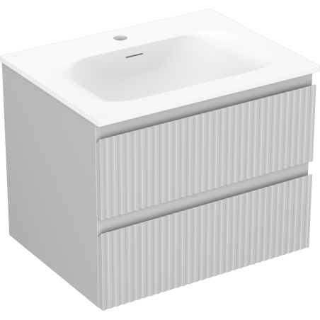 Mexen Rivel bathroom cabinet 60 cm with Vela sink, 2 drawers, grooved, gray matt/white matt - 91A20-06047-2-BFF62-W23M01
