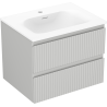 Mexen Rivel bathroom cabinet 60 cm with Vela sink, 2 drawers, grooved, gray matt/white matt - 91A20-06047-2-BFF62-W23M01