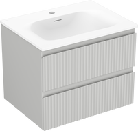 Mexen Rivel 60 cm bathroom cabinet with Vela sink, 2 drawers, fluted, gray matte/white matte - 91A20-06047-2-BFF62-W23M01