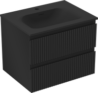 Mexen Rivel bathroom cabinet 60 cm with Vela sink, 2 drawers, fluted, black matte - 91A20-06047-2-BFF71-W23M71