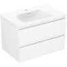 Mexen Rivel bathroom cabinet 70 cm with Vela sink, 2 drawers, fluted, white matte - 91A20-07047-2-BFF01-W23M01