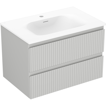 Mexen Rivel Bathroom Cabinet 70 cm with Vela Sink, 2 Drawers, Grooved, Gray Matte/White Matte - 91A20-07047-2-BFF62-W23M01