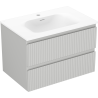 Mexen Rivel bathroom cabinet 70 cm with Vela sink, 2 drawers, fluted, gray matte/white matte - 91A20-07047-2-BFF62-W23M01