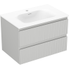Mexen Rivel Bathroom Cabinet 70 cm with Vela Sink, 2 Drawers, Grooved, Gray Matte/White Matte - 91A20-07047-2-BFF62-W23M01