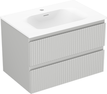 Mexen Rivel bathroom cabinet 70 cm with Vela sink, 2 drawers, fluted, gray matte/white matte - 91A20-07047-2-BFF62-W23M01