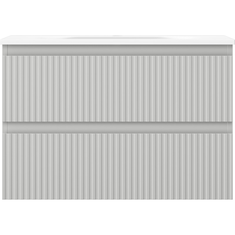 Mexen Rivel bathroom cabinet 70 cm with Vela sink, 2 drawers, fluted, gray matte/white matte - 91A20-07047-2-BFF62-W23M01