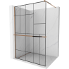 Mexen Kioto+ shower wall with shelf Walk-in 140 x 200 cm, black pattern, rose gold - 800-140-121-60-78