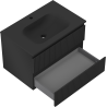 Mexen Rivel bathroom cabinet 70 cm with Vela sink, 2 drawers, fluted, matte black - 91A20-07047-2-BFF71-W23M71