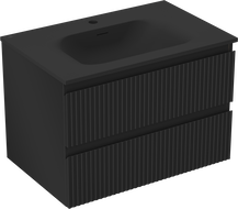 Mexen Rivel bathroom cabinet 70 cm with Vela sink, 2 drawers, fluted, matte black - 91A20-07047-2-BFF71-W23M71