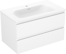 Mexen Rivel bathroom cabinet 80 cm with Vela washbasin, 2 drawers, fluted, white matt - 91A20-08047-2-BFF01-W23M01