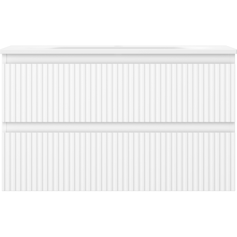 Mexen Rivel bathroom cabinet 80 cm with Vela washbasin, 2 drawers, fluted, white matt - 91A20-08047-2-BFF01-W23M01