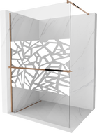Mexen Kioto+ shower screen with a shelf and rail 100 x 200 cm, Transparent/White pattern 8 mm, Rose gold - 800-100-121-60-85