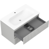 Mexen Rivel bathroom cabinet 80 cm with Vela sink, 2 drawers, fluted, gray matte/white matte - 91A20-08047-2-BFF62-W23M01