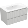 Mexen Rivel bathroom cabinet 80 cm with Vela sink, 2 drawers, grooved, gray matte/white matte - 91A20-08047-2-BFF62-W23M01